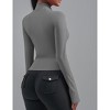 Women's Long Sleeve Zip Up Crop Top Slim Fit Workout Jacket with Thumb Holes - 4 of 4
