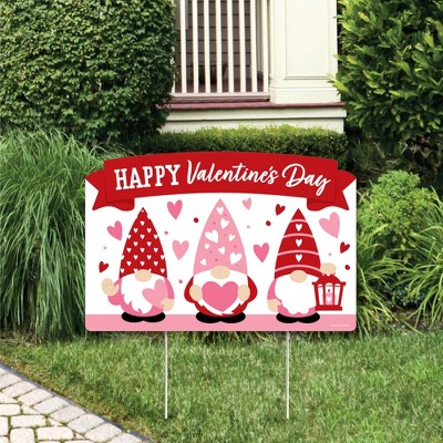 Happy Valentine’s Day Lawn Signs 13.8 × 10.6 Plastic Yard Signs with Stakes for Outdoor Lawn Garden Yard Decorations Valentines Day Decorations Yard Signs 