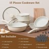 BRINJOY 15-Piece Nonstick Cookware Set with Removable Handles - Oven-Safe, Induction Compatible, Space-Saving Stackable Design (White) - 2 of 4