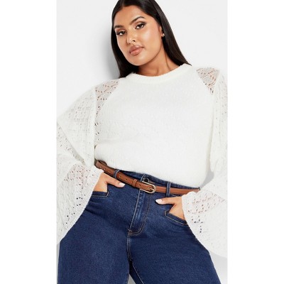 Women's Plus Size Estelle Sweater - cream | CITY CHIC