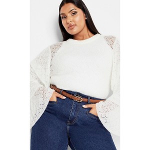 Women's Plus Size Estelle Sweater - cream | CITY CHIC - 1 of 4