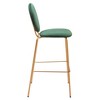 Zuo Modern Odessa Tall Barstools Set of 2, Green Velvet Upholstery with Gold Steel Frame, 43.3"H - 4 of 4