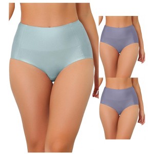 Allegra K Women's Tummy Control Unlined High Waist Breathable Hipster Underwear 3 Packs - 1 of 4