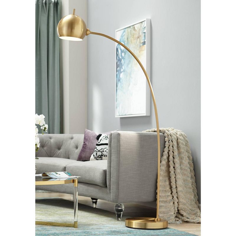 Possini Euro Design Ardeno Modern Chairside Arc Floor Lamp Standing 70" Tall Brass Gold Swivel Head for Living Room Reading Bedroom Office House Home, 2 of 10