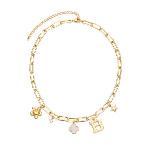Adornia 14k Yellow Gold Plated Initial Chunky Charm Necklace - 1 of 1