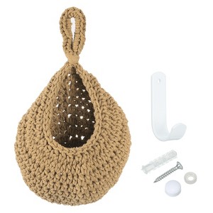 Unique Bargains Kitchen Hanging Garlic Potato Vegetable Fruit Teardrop Decor Hand-Woven Baskets - 1 of 4