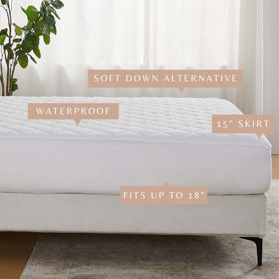 Full Size White Down Alternative Waterproof Quilted Mattress Pad