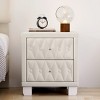2-Drawer Elegant Velvet Nightstand, Bedside Table with Storage for Bedroom or Living Room – Maison Boucle - 3 of 4