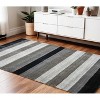 Black And Gray Wool Striped Hand Woven Area Rug - 2 of 4