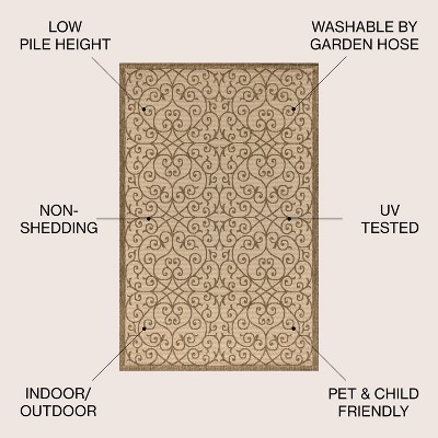 Madrid Vintage Filigree Beige/Brown 3' x 5' Synthetic Indoor/Outdoor Rug