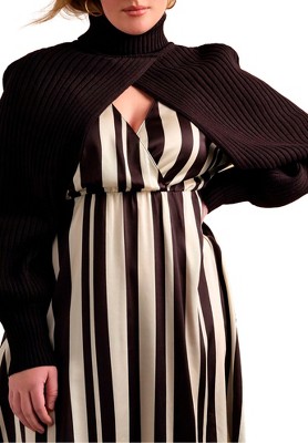 ELOQUII Women's Plus Size Turtleneck Sweater Sleeve Scarf