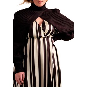 ELOQUII Women's Plus Size Turtleneck Sweater Sleeve Scarf - 1 of 4