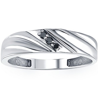 Pompeii3 Black Diamond Ring Men's 14k White Gold