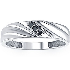 Pompeii3 Black Diamond Ring Men's 14k White Gold - 1 of 4