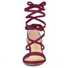 Allegra K Women's Solid Open Toe Lace Up Padded Insole Mid Chunky Heeled Sandals - 2 of 4