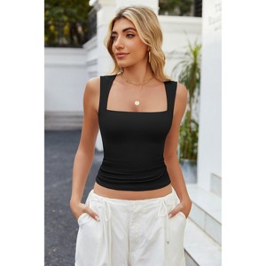 Avidlove Women's Square Neck Tank Top Double Lined Basic Crop Tops