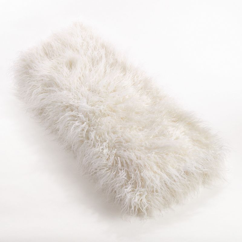 Saro Lifestyle Faux Mongolian Fur Throw, 50"x60", Off-White, 1 of 2