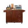 Mobile Kitchen Cart, Rolling Cart With 3 Storage Drawers, Cabinet, 2 Open Shelves, Kitchen Storage Cart, Island Utility Cart For Kitchen, Dinning Room - 2 of 4