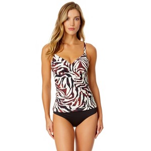 Women's Tiger Dance Twist Front Underwire Tankini Swim Top - 1 of 4
