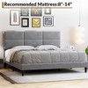 Platform Bed Frame, Upholstered Full Bed Frame with Velvet Headboard, Modern Gray Metal Bed Frame with Wood Slats Support, Noise Free - 3 of 4