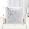 Cheer Collection Super Soft Shaggy Long Hair Throw Pillows Set of 2 - Blue Ombre (26" x 26") - 3 of 4