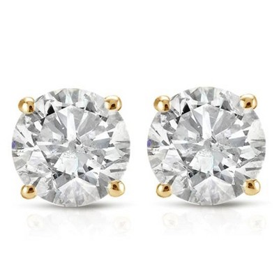 Pompeii3 1 Ct TDW Round Cut 14K White or Yellow Gold Diamond Studs Earrings IGI Certified