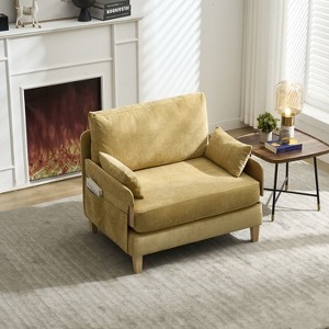 PAGED Comfy Accent Chair Foldable Sofa Bed Recliner Mid-century Modern Lounge Chair with Pillows and Removable Side Pockets for Living Room - 1 of 4