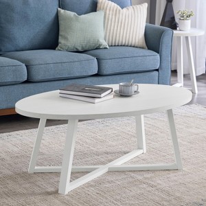 ORRD Modern Harmony Wood Oval Coffee Table, White - 1 of 4