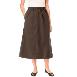 Woman Within Plus Size Petite 7-Day Mockfly Denim Skirt - 1 of 4