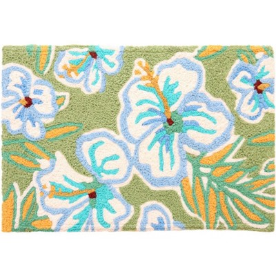 Jellybean Tropical Hibiscus Doormat – 20"x30" Washable Indoor/Outdoor Floral Accent Mat for Entryways & Patios