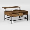 Fort Worth Wood Grain Finish Lift Top Coffee Table Brown - CorLiving: Modern Rectangle with Storage, Steel Frame - 4 of 4