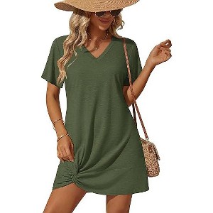 Ekouaer Women's Coverup Short Sleeve Swimsuit Cover Ups Summer Bathing Suit  Cover Twisted Cover Up Dress Army Green M : Target