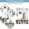 Whisen Farmhouse Wooden Hall Tree with 6 Hooks, Walnut Storage Bench with Adjustable Shelves, Shoe Cabinet with 13 Cubbies - 3 of 4