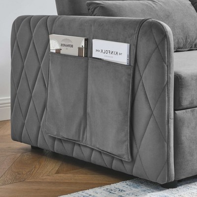 Close-up of built-in pocket on the sofa bed’s side