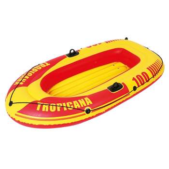 Pool Central 72" Inflatable 1-Person "Tropicana 100" Inflatable Single Boat - Red and Yellow