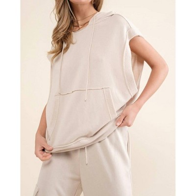 Women's Drawstring Pullover Short Sleeve Pullover - Illa Illa S