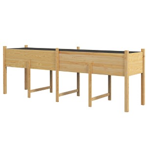 Wooden Raised Garden Bed, Large Elevated Planter Box with Legs, Bed Liner and Drain Holes, 7.4' x 1.8' x 2.6' - 1 of 4