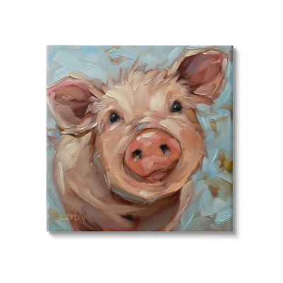 Stupell Industries Modern Pig Portrait Farm Animal Canvas Wall Art