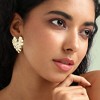 SOHI Women's California Gold Dented Textured Heart Stud Earrings - 3 of 4
