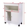 DOMETOUR Wood Kitchen Microwave Cabinet Cart with 4 Universal Wheels and Roomy Inner Space for Home Use White - 2 of 4