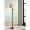 360 Lighting Modern Swing Arm Floor Lamp 60.5" Tall Bronze Natural Linen Drum Shade for Living Room Reading Bedroom Office - 2 of 3