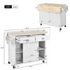 NicBex Mobile Kitchen Island Cart Morden Kitchen Storage Cabinets on Wheels with Sliding Barn Cabinet Door and 2 Drawers for Kitchen - 2 of 4