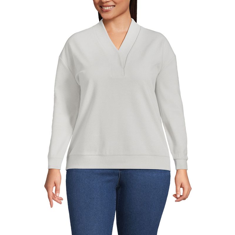 Lands' End Women's Long Sleeve Ottoman Shawl Collar Pullover, 1 of 5