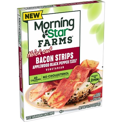 Morningstar Farms Frozen Thick Cut Applewood Black Pepper Bacon Strips - 5.25oz