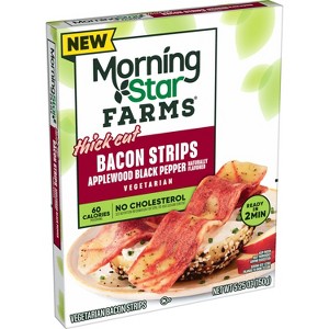 MorningStar Farms Meatless Thick Cut Bacon Strips Applewood Black Pepper - 5.25oz - 1 of 4