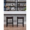 Bar Stools Set Of 2, Modern PU Leather Nailhead Upholstered Saddle Stools, Counter Height 26 Inches Backless Soft Saddle Seat - 3 of 4