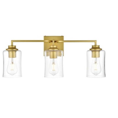 Elegant Lighting Ronnie 3 light Brass and Clear Bath Sconce