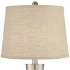 360 Lighting Geoff Modern Table Lamps 26" High Set of 2 Brushed Nickel with USB Charging Port Cream Burlap Drum Shade for Bedroom Living Room Desk - 2 of 4