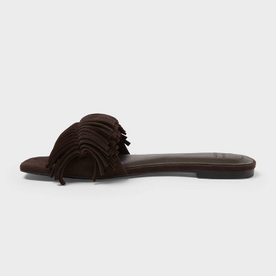 Women s Lolly Sandals with Memory Foam Insole   A New Day Brown