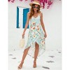 Women's V-Neck Cami Dress Sleeveless Cross Back Tank Dress with Slit Asymmetric Hem - 3 of 4